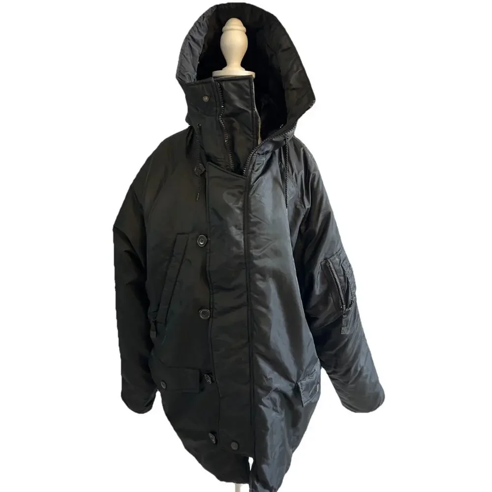 Y2K 90s Parka Insulated Jacket LONG Military Swim Pockets Women’s L Mossimo VTG